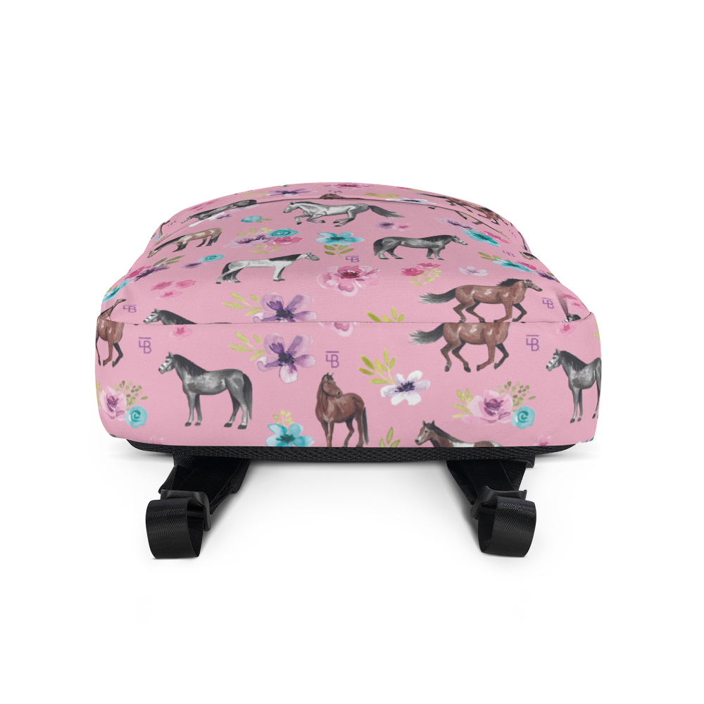 Pink Floral Horses - Backpack