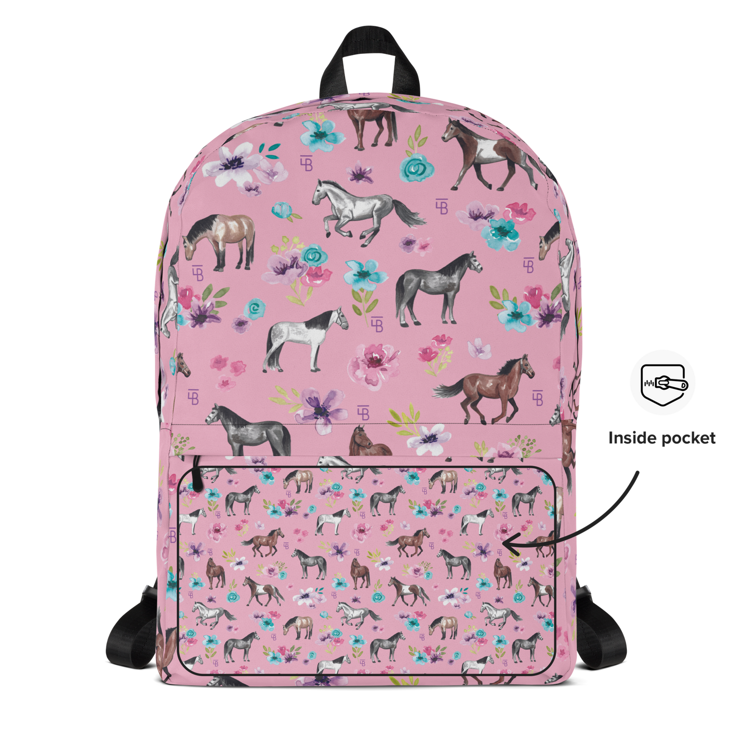 Pink Floral Horses - Backpack