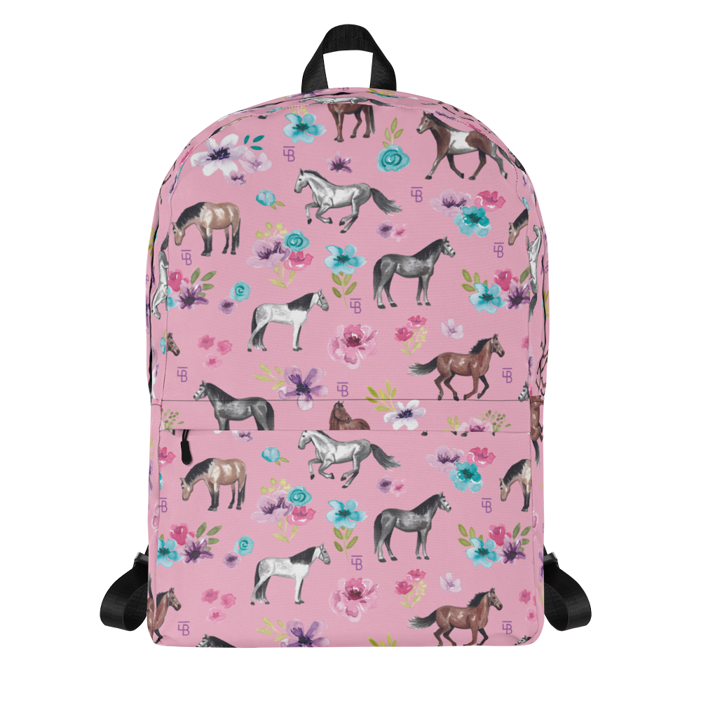 Pink Floral Horses - Backpack