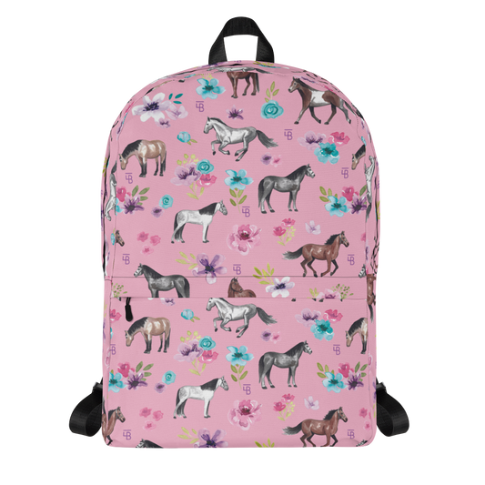 Pink Floral Horses - Backpack