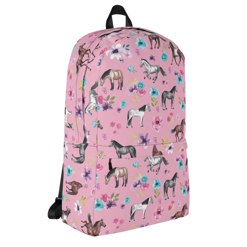 Pink Floral Horses - Backpack