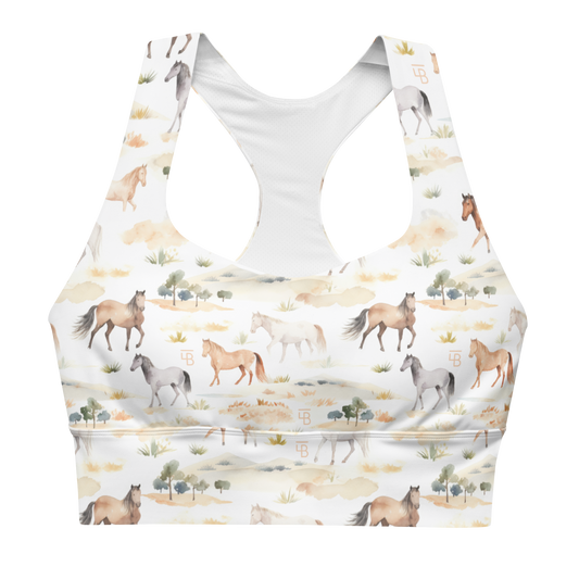 Watercolor Horses - Longline sports bra