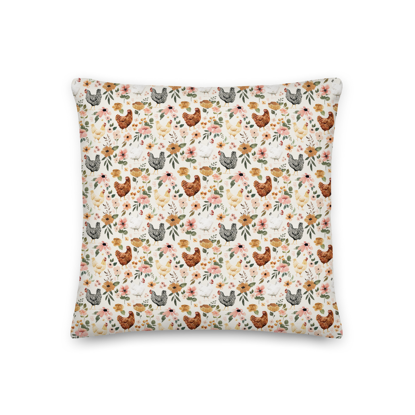 Floral Chickens - Premium Pillow