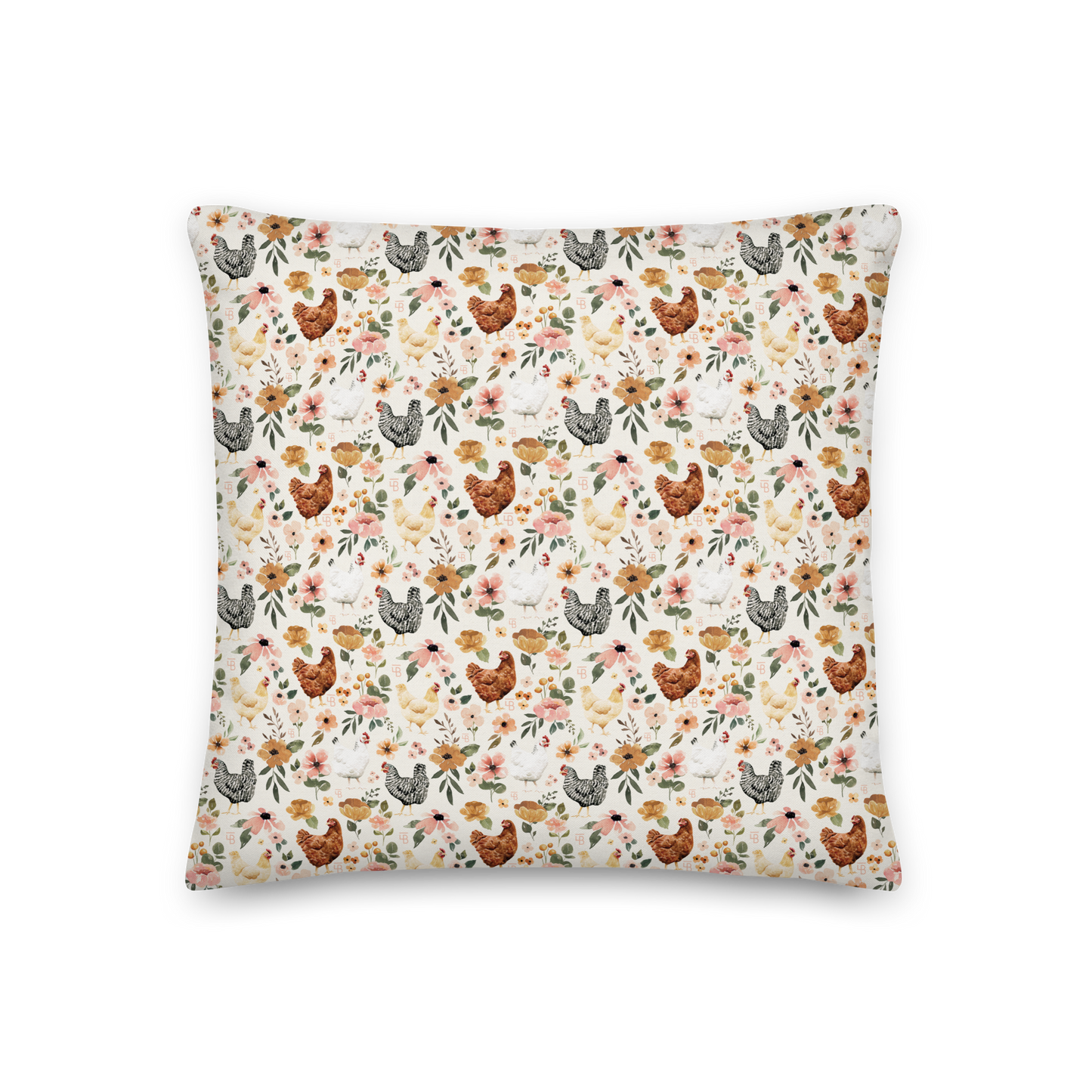 Floral Chickens - Premium Pillow