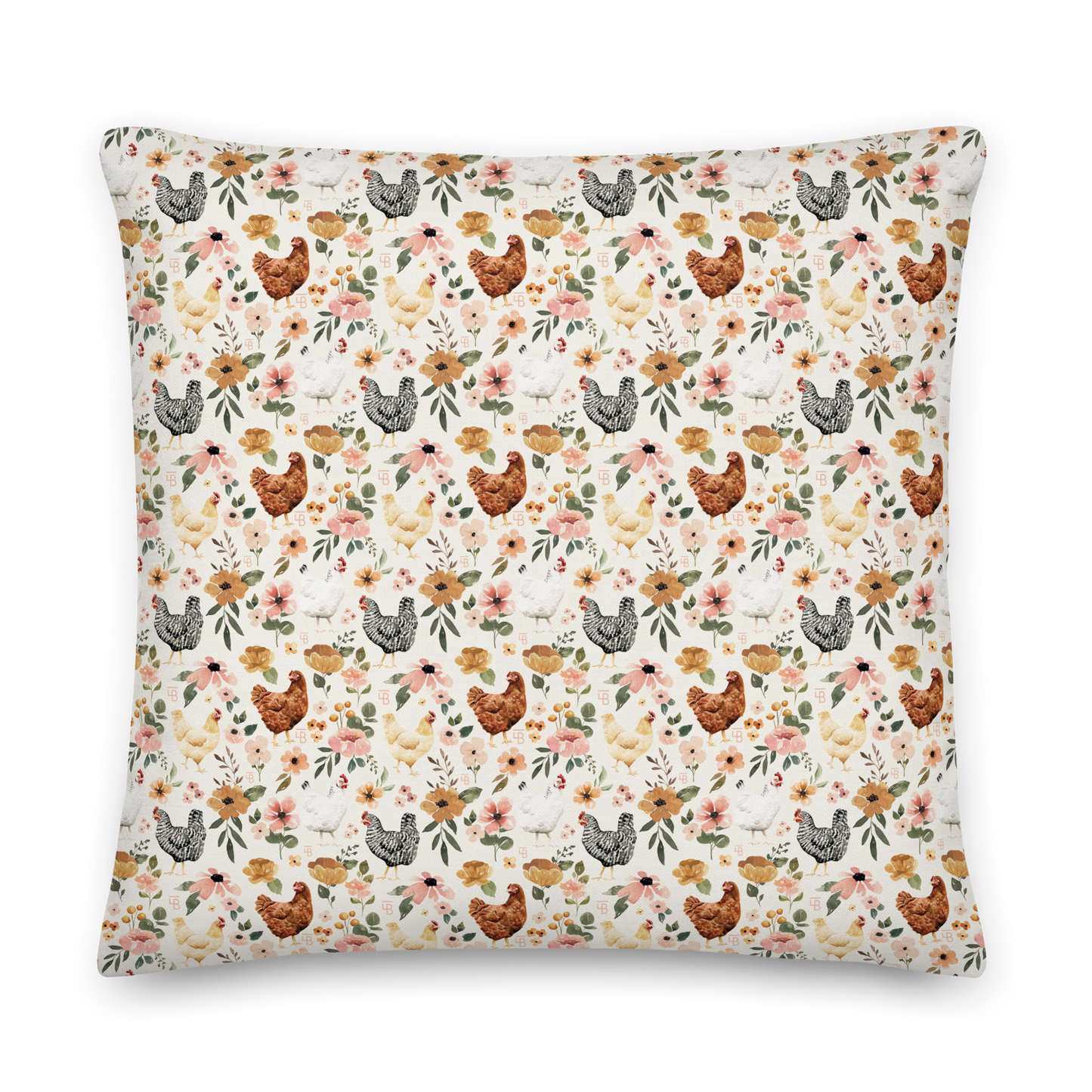 Floral Chickens - Premium Pillow