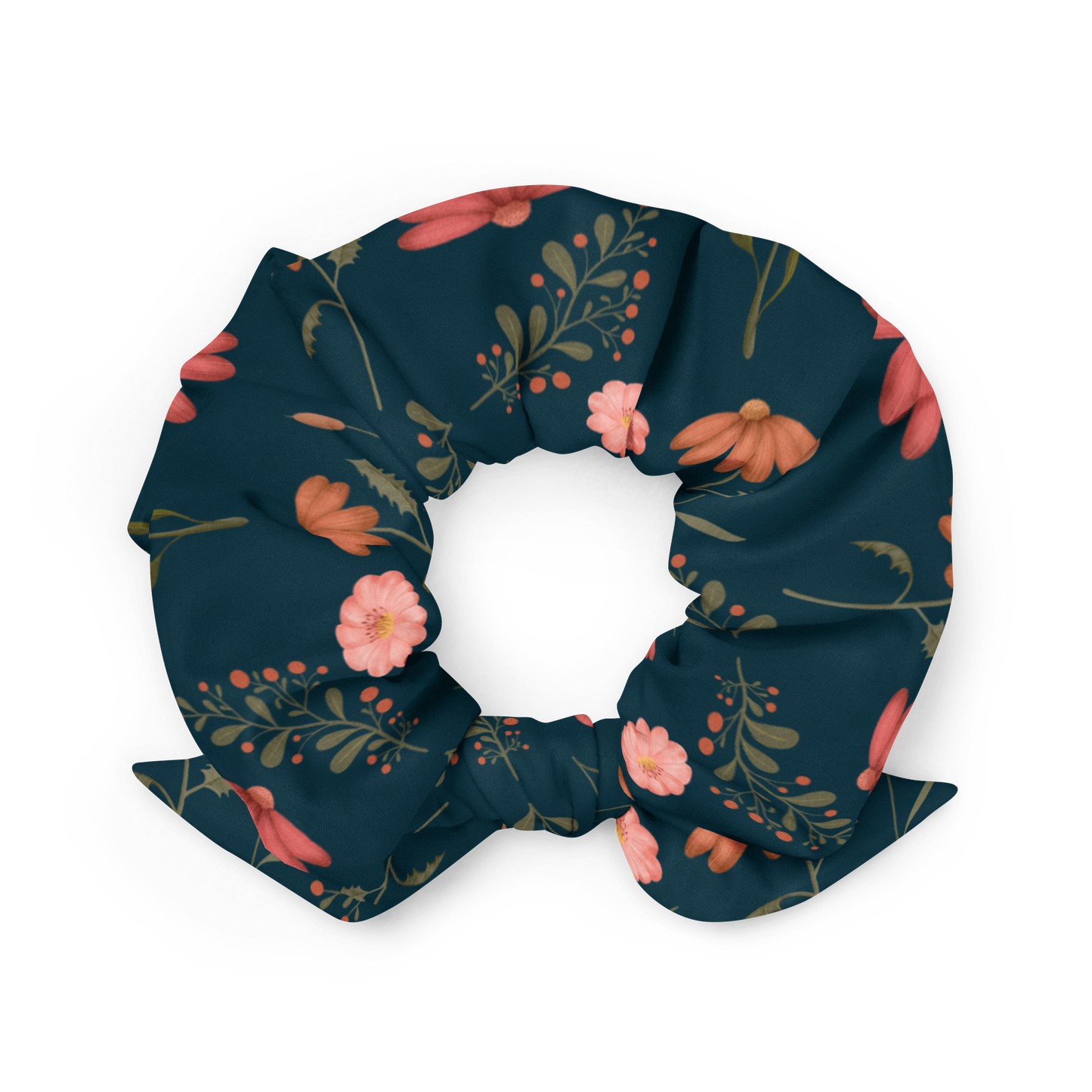 Floral Navy - Recycled Scrunchie