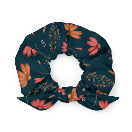 Floral Navy - Recycled Scrunchie