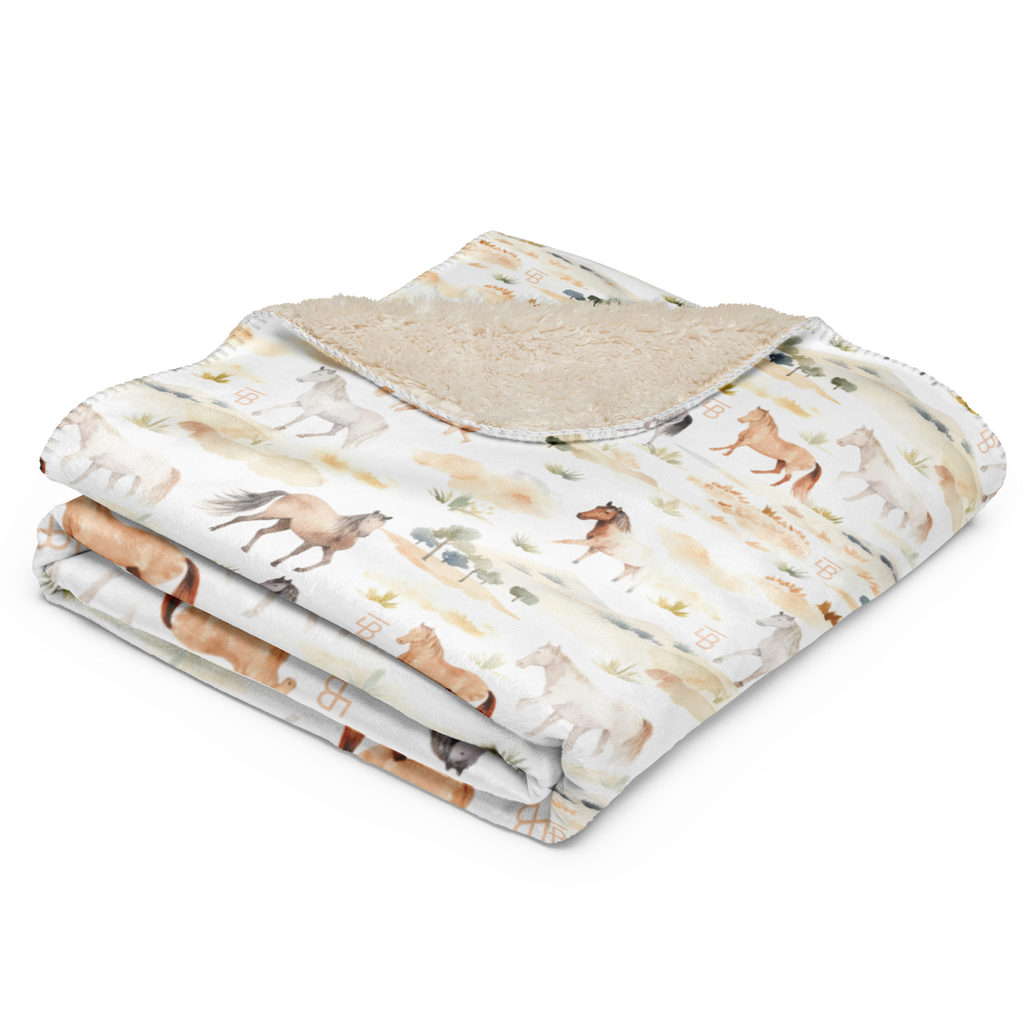 Watercolor Horses - Sherpa blanket