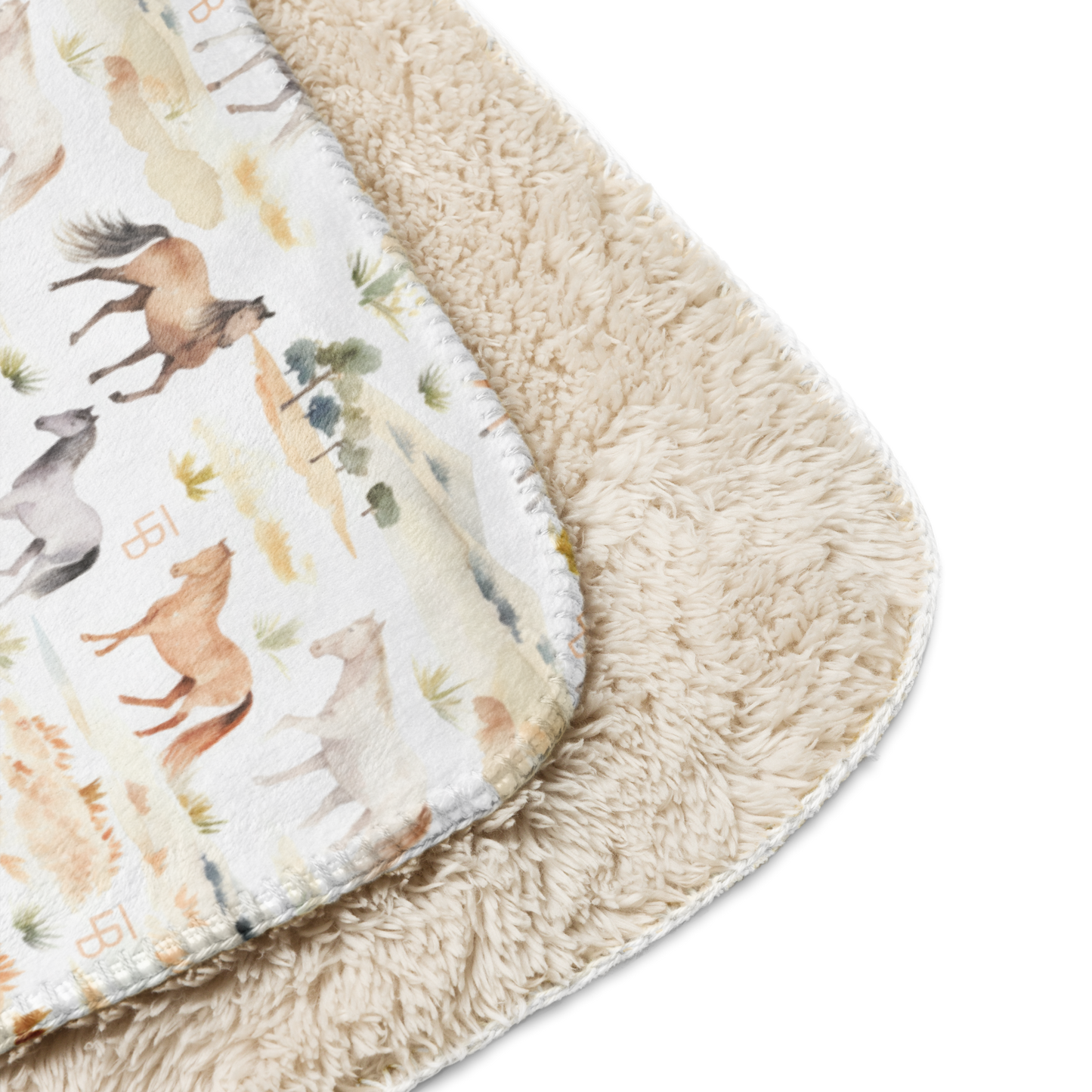 Watercolor Horses - Sherpa blanket