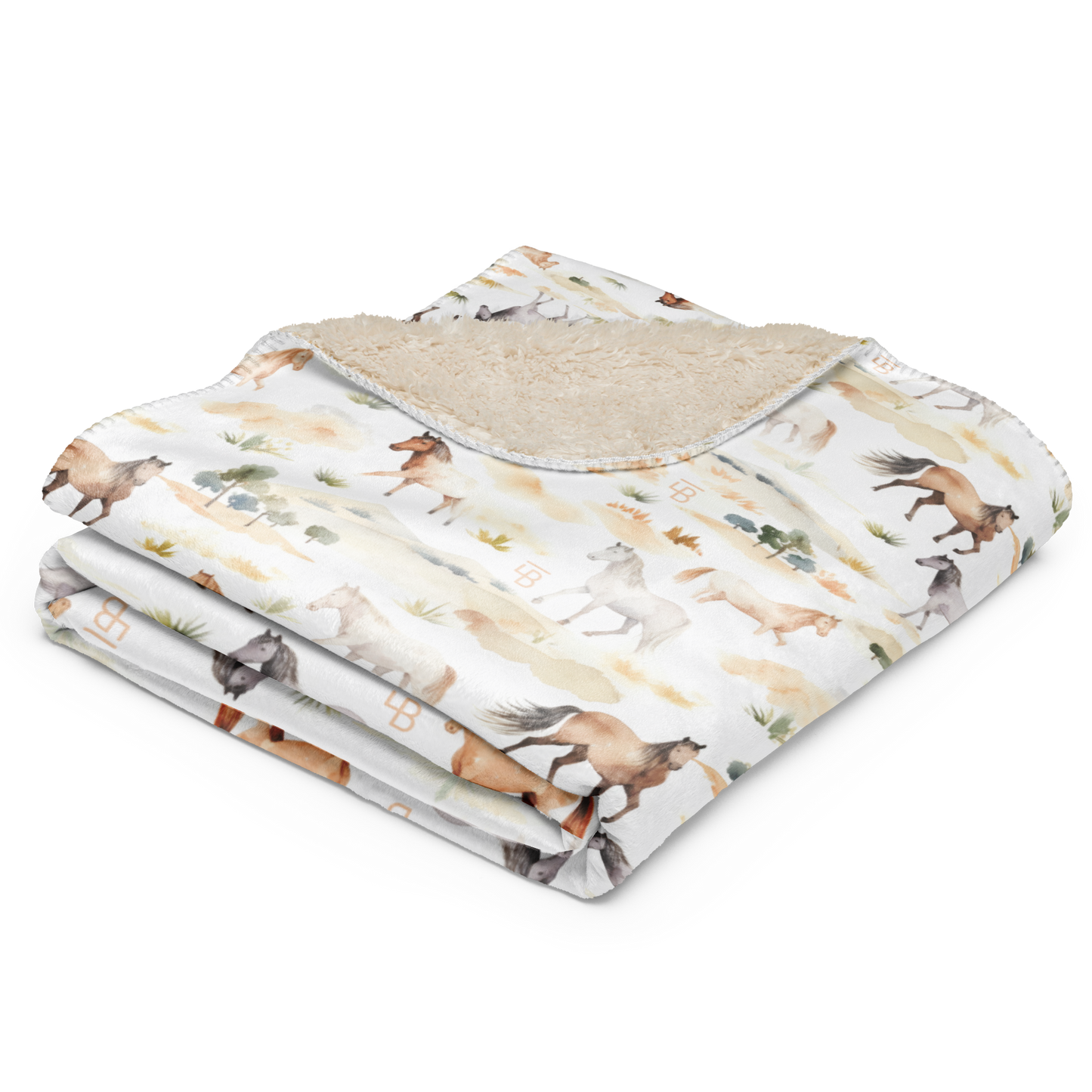 Watercolor Horses - Sherpa blanket